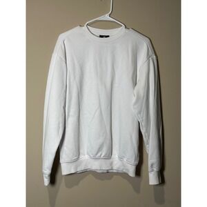 H&M Mens Relaxed Fit Crewneck Long Sleeve Sweatshirt White XS